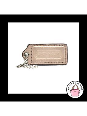 2" Medium COACH Pale Pink Pebbled Leather Nickel Fob Bag Charm Keychain Hang Tag
